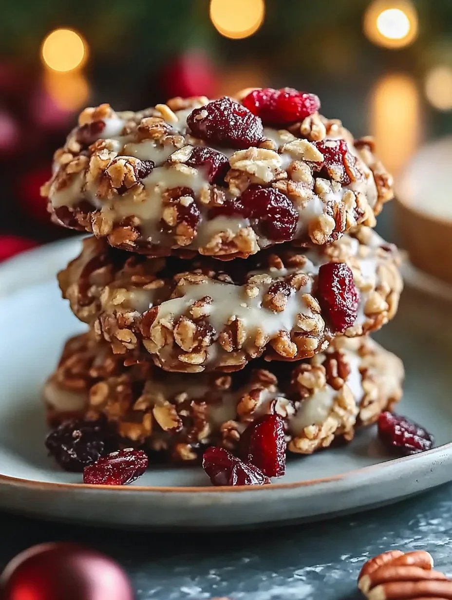 No-Bake Cranberry Pecan Praline Cookies