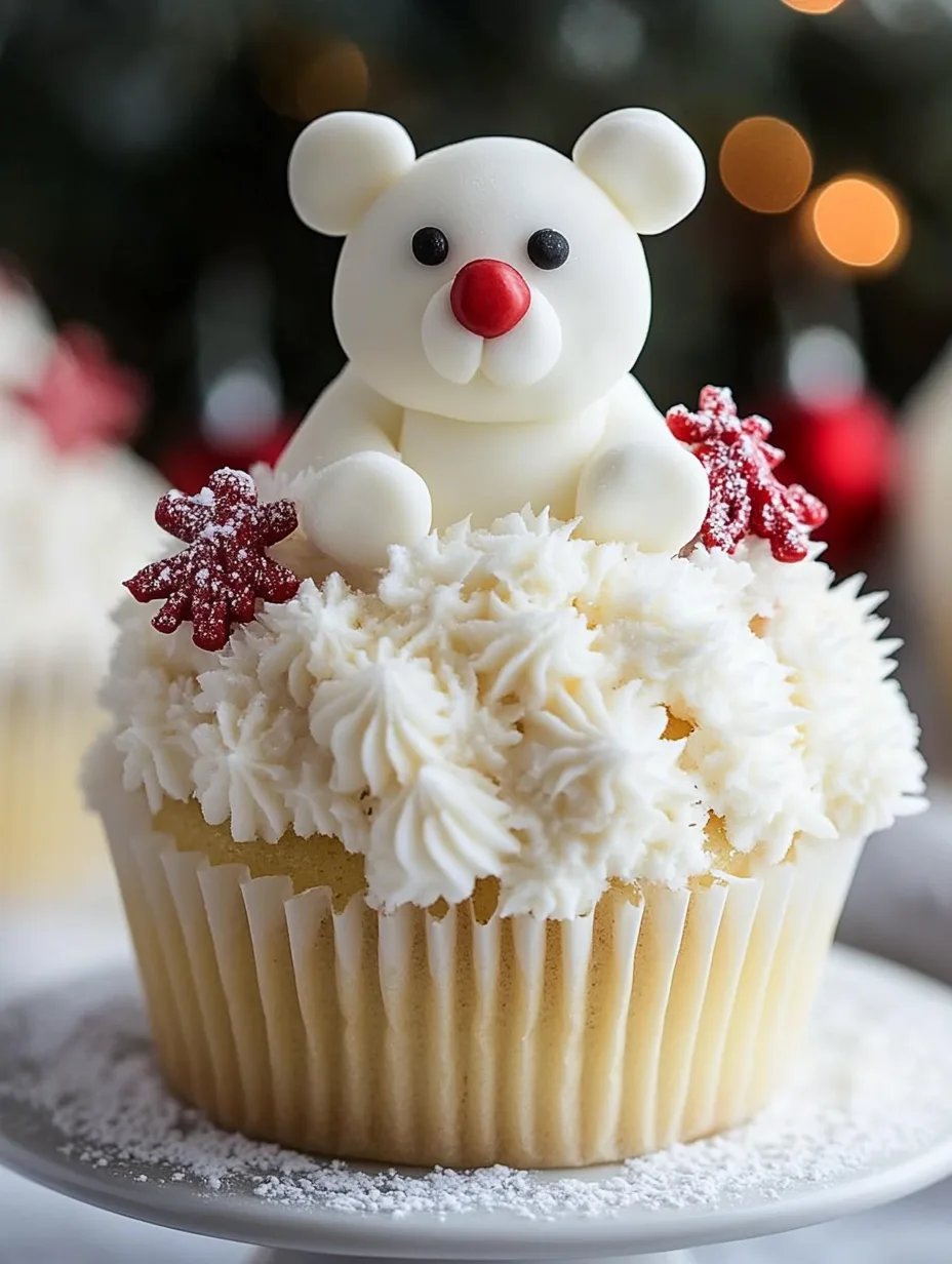 Christmas Polar White Bear Cupcakes