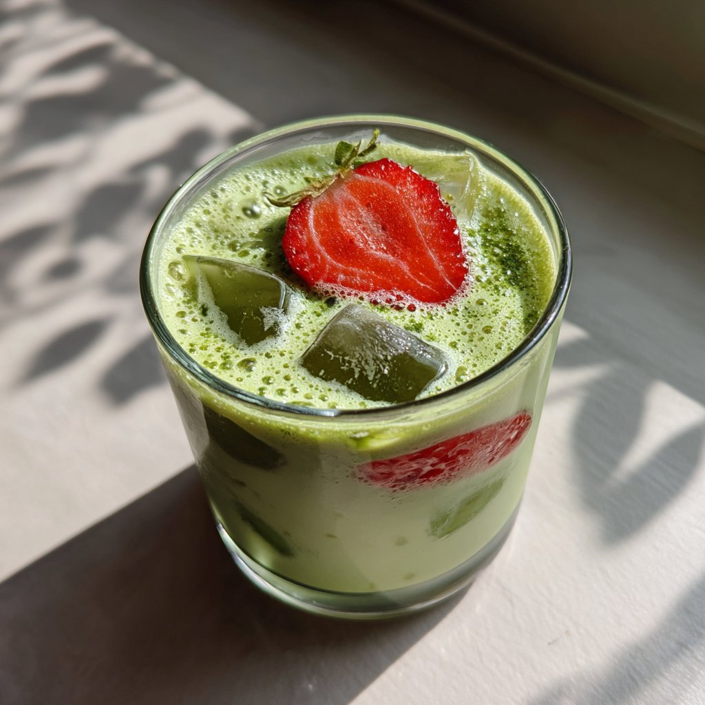 Iced Strawberry Matcha Latte Recipe