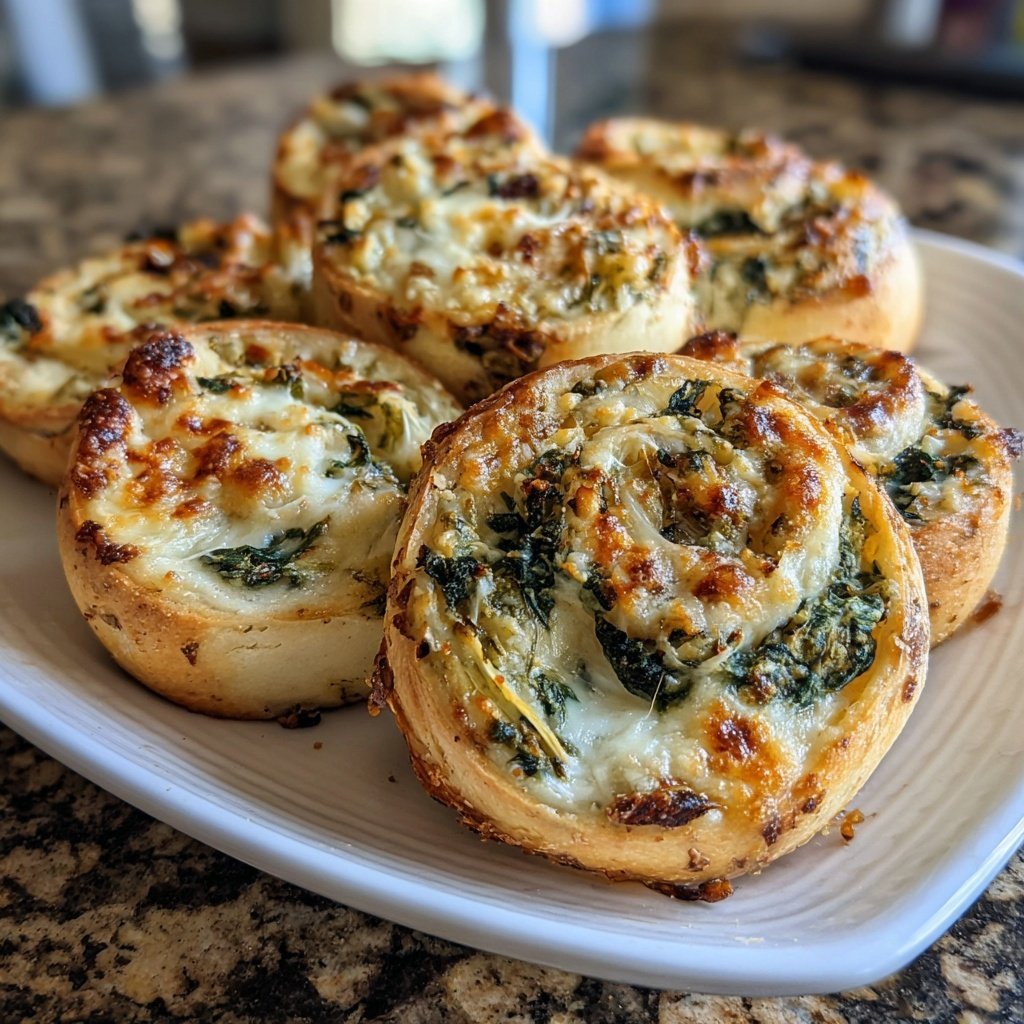 CHEESY SPINACH AND ARTICHOKE PINWHEELS